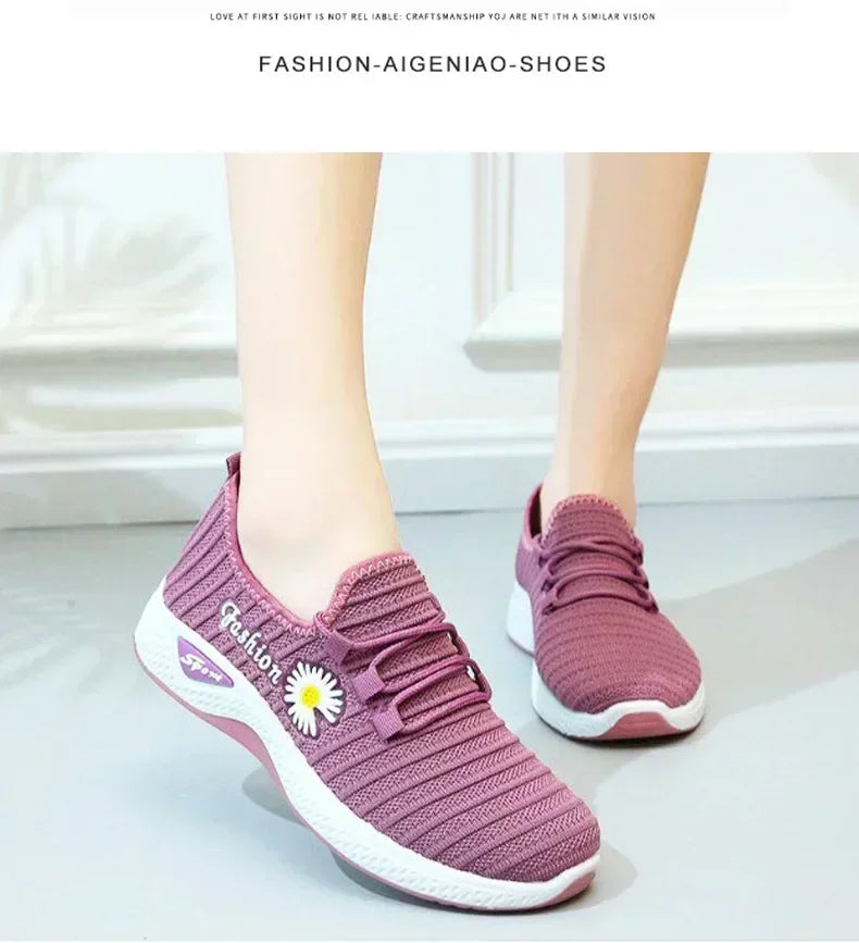 Tênis de corrida leve feminino Tênis adulto Sapatos de rede Tênis confortáveis de sola macia Sapatos casuais respiráveis femininos