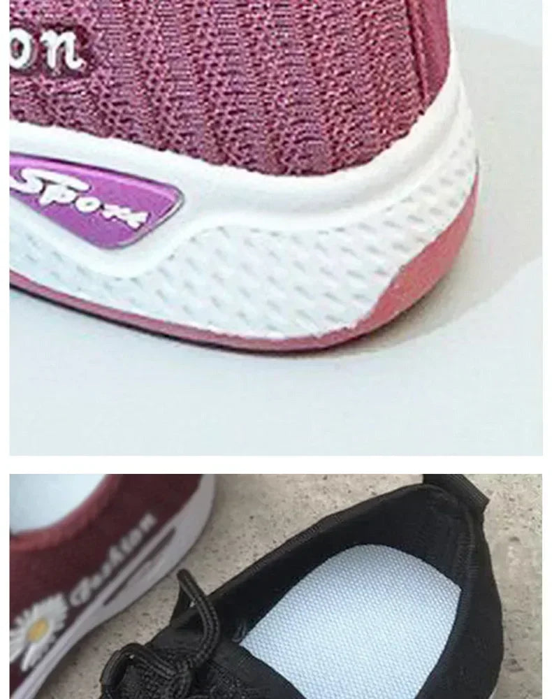 Tênis de corrida leve feminino Tênis adulto Sapatos de rede Tênis confortáveis de sola macia Sapatos casuais respiráveis femininos