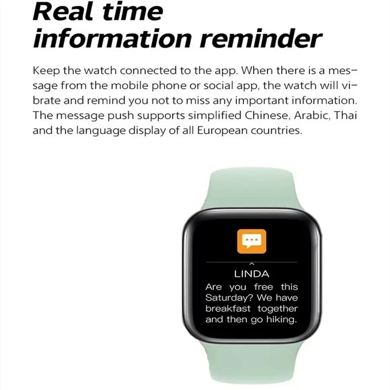Novo Smartwatch 2025 para Homens Android IOS Telefone 1,73" Tela Bluetooth Chamada Monitoramento de Pressão de Oxigênio no Sangue Relógio Inteligente Feminino