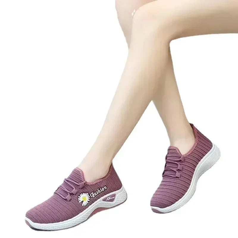 Tênis de corrida leve feminino Tênis adulto Sapatos de rede Tênis confortáveis de sola macia Sapatos casuais respiráveis femininos