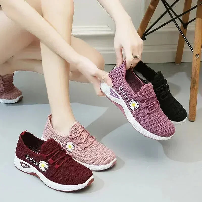 Tênis de corrida leve feminino Tênis adulto Sapatos de rede Tênis confortáveis de sola macia Sapatos casuais respiráveis femininos