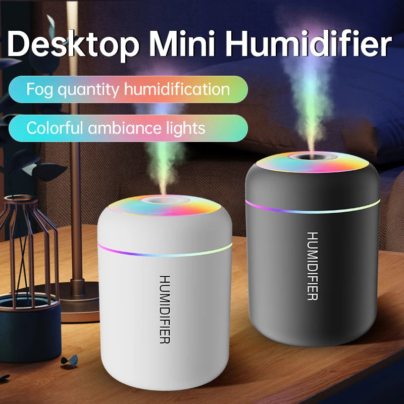 Mini Umidificador de Ar USB Difusor de Aroma Elétrico Purificador de Óleos Essenciais Aromaterapia Gerador de Névoa Luzes para Carro Casa Quarto