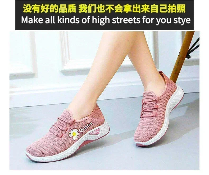 Tênis de corrida leve feminino Tênis adulto Sapatos de rede Tênis confortáveis de sola macia Sapatos casuais respiráveis femininos