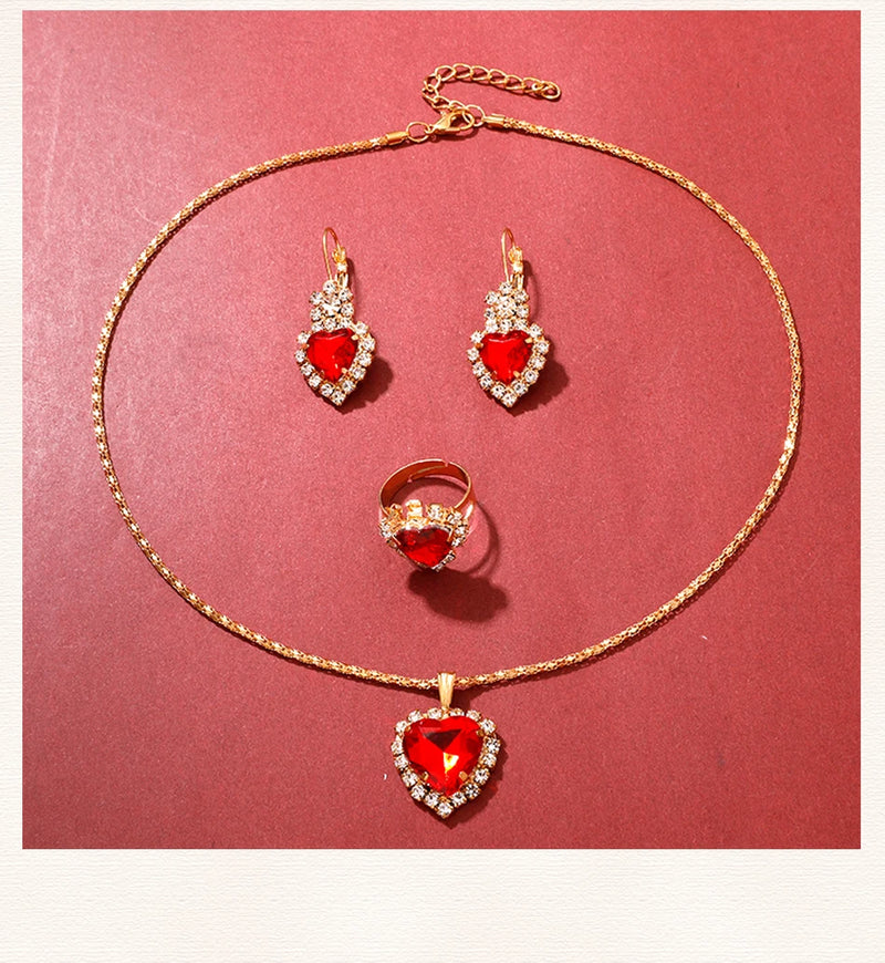 Relógio de luxo dourado feminino, anel, colar, brinco, strass, relógio de pulso casual feminino, pulseira, relógios, conjunto de joias