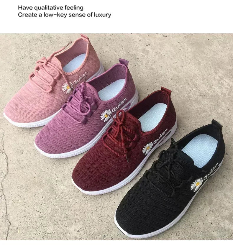 Tênis de corrida leve feminino Tênis adulto Sapatos de rede Tênis confortáveis de sola macia Sapatos casuais respiráveis femininos